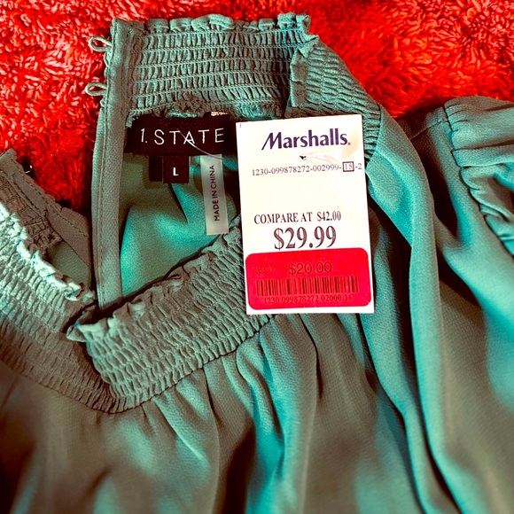 1. State smocked neck flutter sleeve dress - Picture 3 of 7